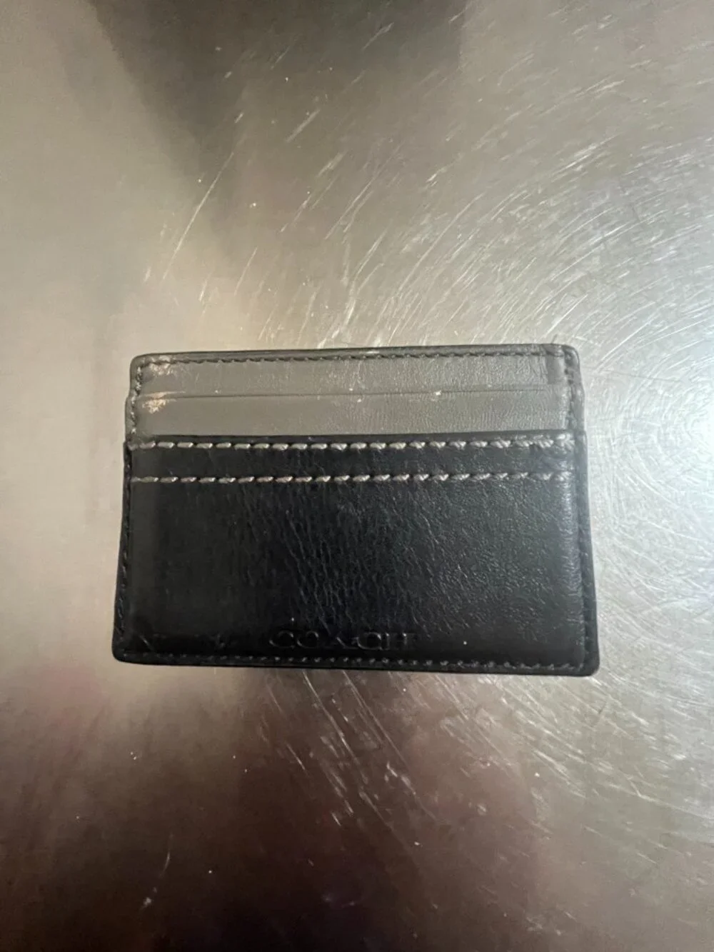COACH Gray & Black Card Holder